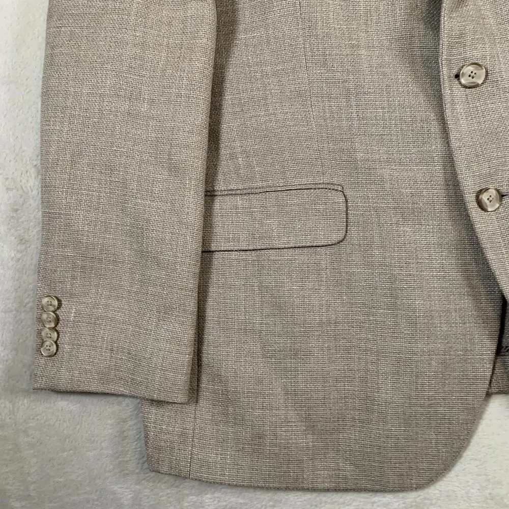 Joseph Abboud Men’s 44R Blazer Tan Wool Silk Linen Blend Sport‎ Coat Two Button